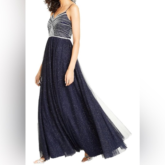 NWT TLC Say Yes To The Prom Navy Formal Dress Spaghetti Strap Rhinestone 20W - Picture 5 of 10